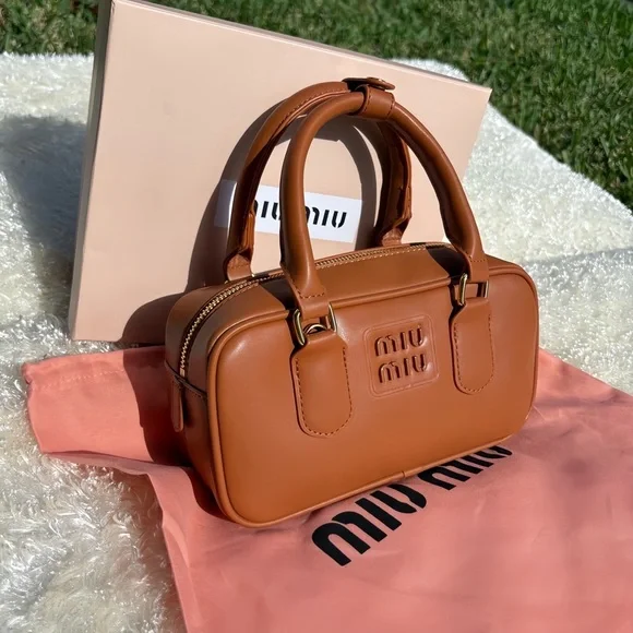 Miu Miu Caramel Leather Mini Bag Cross Body Purse - Picture 2 of 6
